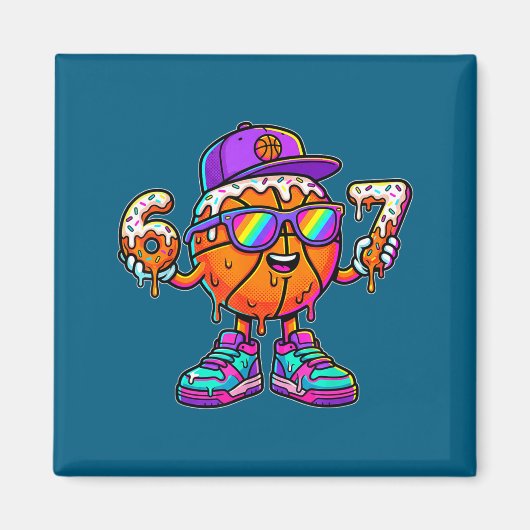 67 Basketball Drip Six Seven Funny Meme Gen Alpha  Magneet (Voorkant)