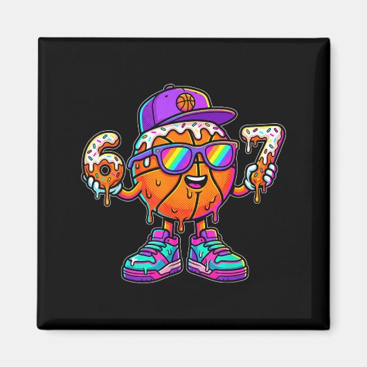 67 Basketball Drip Six Seven Funny Meme Gen Alpha  Magneet (Voorkant)