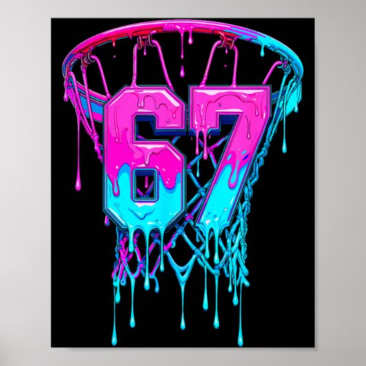 67 Basketball Drip Six Seven Funny  Poster (Voorkant)