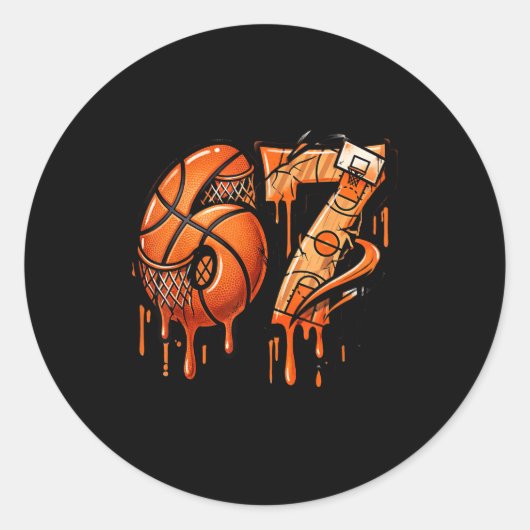 67 Basketball Ice Cream Drip Six Seven  Ronde Sticker (Voorkant)