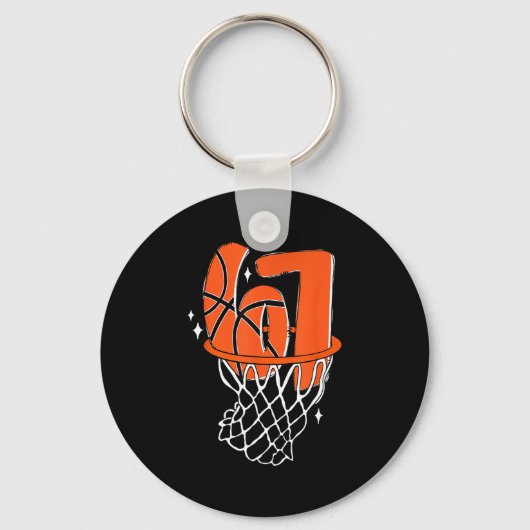 67 Basketball Six Seven 6 7 Meme Funny 67 Basketba Sleutelhanger (Voorkant)
