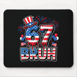 67 bruh Amerikaanse vlag zes zeven grappig 4 juli Muismat