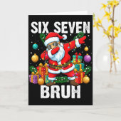 67 Bruh Christmas Cool Dabbing Santa Six Seven Mem Kaart (Gele Bloem)