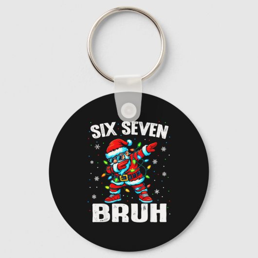 67 Bruh Christmas Six Seven Meme Dab Santa  Sleutelhanger (Voorkant)