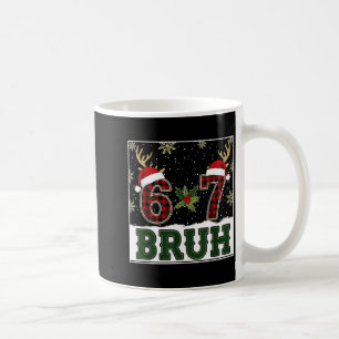 67 Bruh Grappige Kerst Geruite Rendierhoorns Kerst Koffiemok