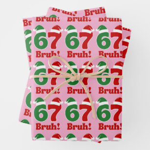 67 Bruh Grappige Kerst Rode en Groene Kerstman Hoe Inpakpapier Vel