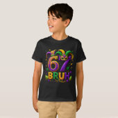 67 Bruh Jester Hat Feather Mask Mardi Gras Fleur D T-shirt (Voorkant volledig)