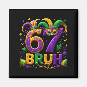 67 Bruh Narrenhoed Veer Masker Mardi Gras Fleur D Magneet