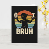 67 Bruh Retro Boy 6 7 Meme Kids Kindergarten Kaart (Gele Bloem)