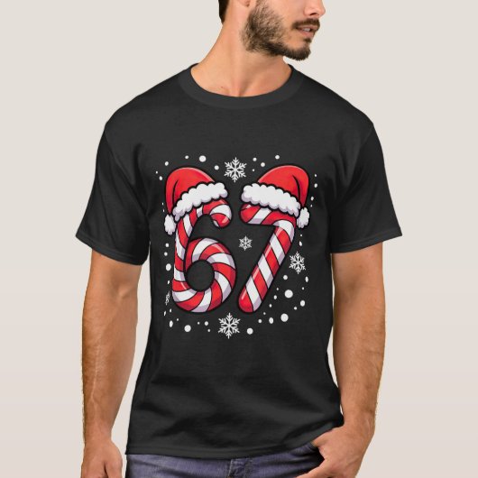 67 Candy Canes Santa  T-shirt (Voorkant)