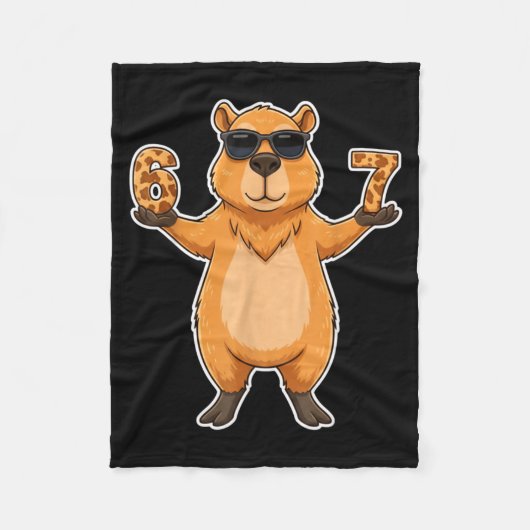 67 Capybara Sungles Gen Alpha Slang Funny Six Seve Fleece Deken (Voorkant)