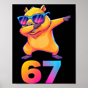 67 Capybara Zes Zeven Meme Dier Koele Capybara Da Poster