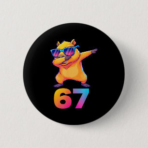 67 Capybara Zes Zeven Meme Dier Koele Capybara Da Ronde Button 5,7 Cm