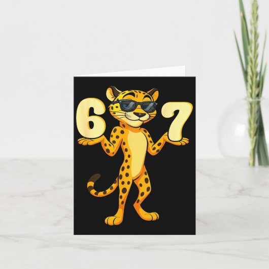 67 Cheetah Meme Six Seven Hands Motion Kids Teens  Kaart (Voorkant)