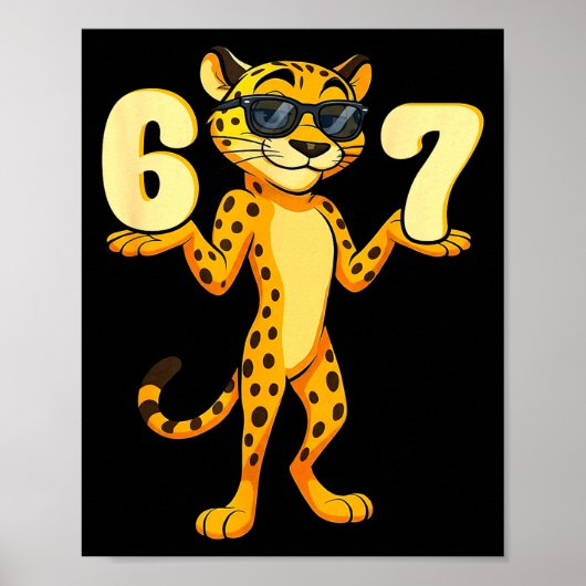 67 Cheetah Meme Six Seven Hands Motion Kids Teens  Poster (Voorkant)