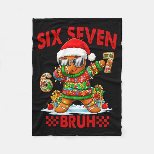 67 Christmas 6 7 Meme Gingerbread Man Xmas Pajamas Fleece Deken (Voorkant)