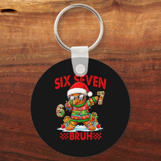67 Christmas 6 7 Meme Gingerbread Man Xmas Pajamas Sleutelhanger (Voorkant)