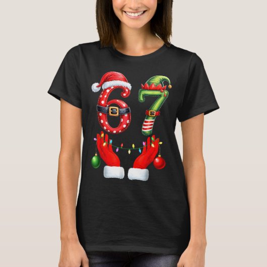 67 Christmas 6 7 Meme Pajamas Holiday Gen Alpha Sl T-shirt (Voorkant)
