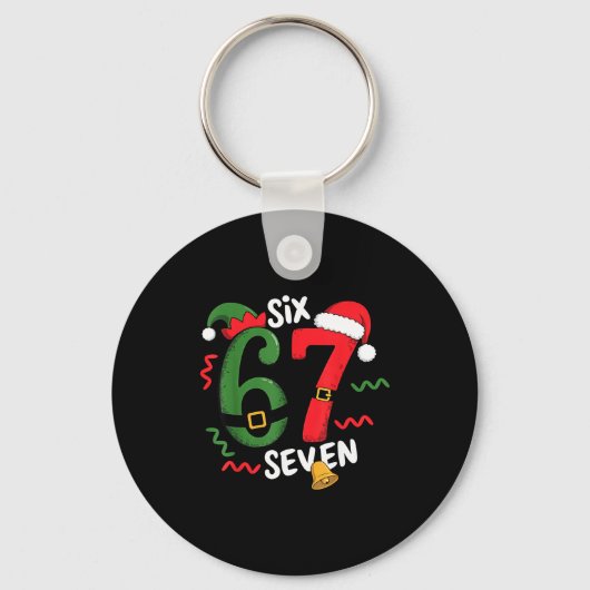 67 Christmas 6 7 Meme Six Seven Xmas Sleutelhanger (Voorkant)