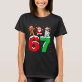 67 Christmas Dabbing Santa Snowman Funny Six Seven T-shirt (Voorkant)