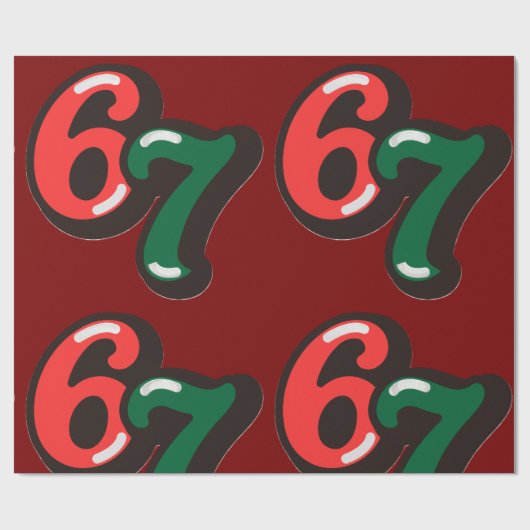 67 Christmas Funny Red & Green Wrapping Paper Cadeaupapier (Vlak)