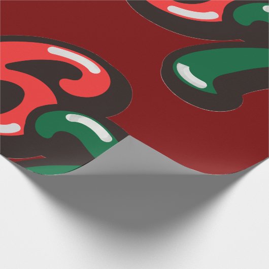 67 Christmas Funny Red & Green Wrapping Paper Cadeaupapier (Hoek)