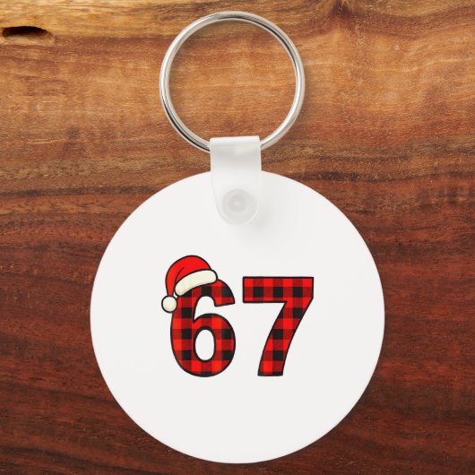 67 Christmas Funny Six Seven Meme Brainrot Plaid S Sleutelhanger (Voorkant)