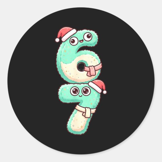 67 Christmas Kawaii Pastel Design  Ronde Sticker (Voorkant)