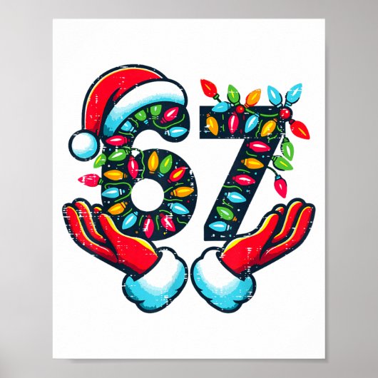 67 Christmas Lights Funny Christmas 6 7 Meme Xmas  Poster (Voorkant)