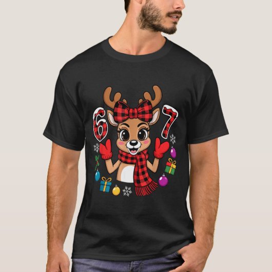67 Christmas Outfit Women Meme Reindeer Six Seven T-shirt (Voorkant)