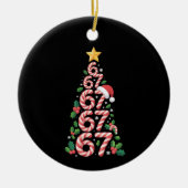 67 Christmas Tree Candy Cane Holiday Six Seven Keramisch Ornament (Voorkant)