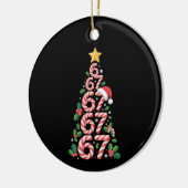 67 Christmas Tree Candy Cane Holiday Six Seven Keramisch Ornament (Links)