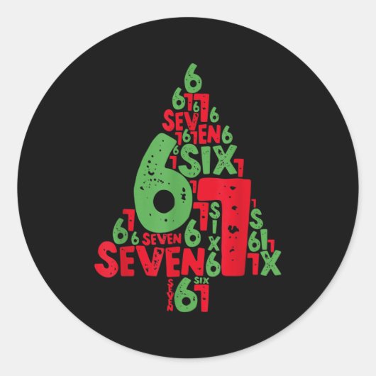 67 Christmas Tree Holiday Six Seven Meme Brainrot Ronde Sticker (Voorkant)