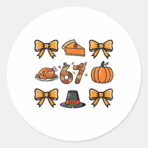 67 Coquette Thanksgiving Grappig 6 7 Meme Mannen V Ronde Sticker