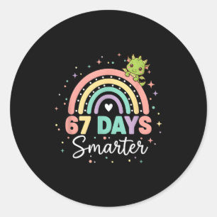67 dagen slimmer Grappige Draak Regenboog Kinderen Ronde Sticker