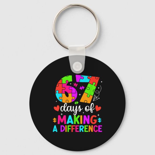 67 Days Of Making A Difference Funny Teacher Stude Sleutelhanger (Voorkant)