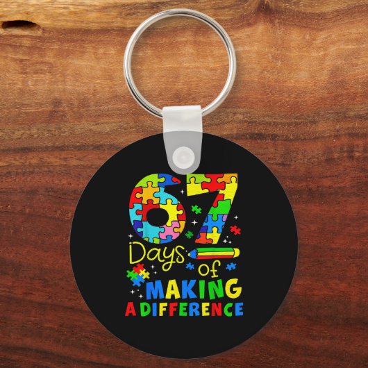 67 Days Of Making A Difference Funny Teacher Stude Sleutelhanger (Voorkant)