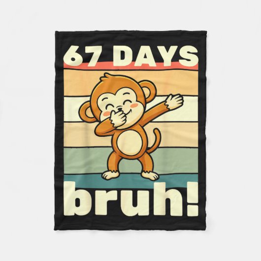 67 Days Of School Bruh Funny Meme Boys Kids Dabbin Fleece Deken (Voorkant)