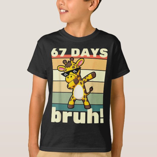 67 Days Of School Bruh Funny Meme Boys Kids Dabbin T-shirt (Voorkant)