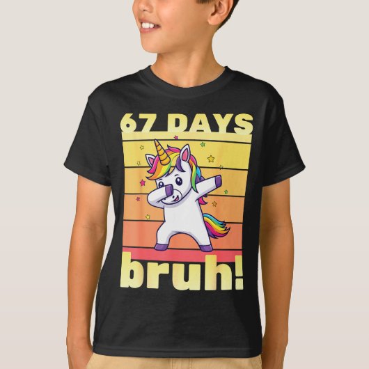 67 Days Of School Bruh Funny Teacher Kids Dabbing T-shirt (Voorkant)