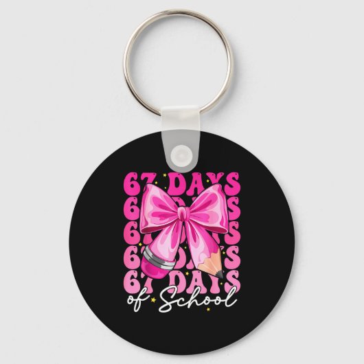 67 Days Of School Coquette Bow Six Seven Meme Teac Sleutelhanger (Voorkant)