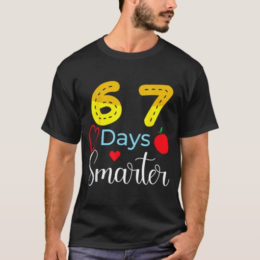 67 Days Of School Funny 67 Days Smarter Student Te T-shirt (Voorkant)