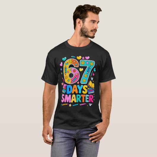 67 Days Of School Funny Meme Teacher Student T-shirt (Voorkant volledig)