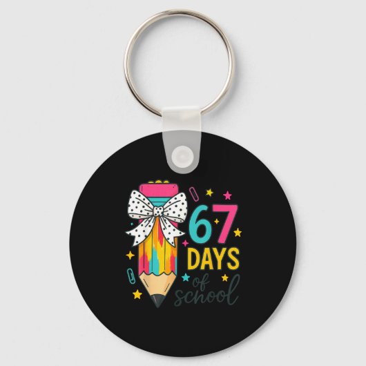 67 Days Of School Girls Coquette Bow Girls Boys Sc Sleutelhanger (Voorkant)