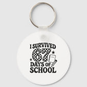 67 Days Of School Groovy Checkered Sleutelhanger (Voorkant)