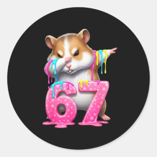 67 Dieren Grappig 67 Brainrot Jeugd Kinderen Hamst Ronde Sticker