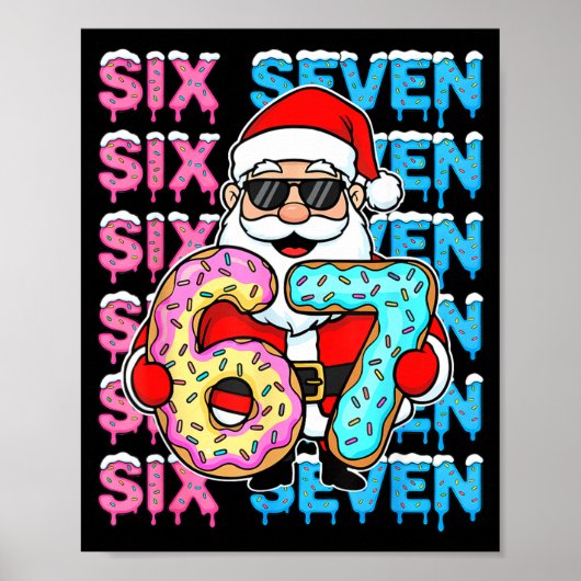 67 Donut Christmas Funny Six Seven Meme Santa Kids Poster (Voorkant)