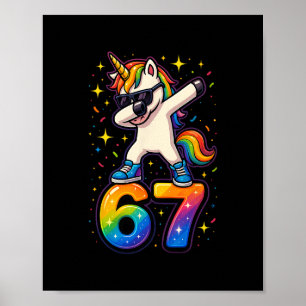 67 Eenhoorn Dabbing Six Seven Meme Grappig Poster
