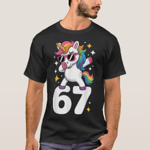 67 Eenhoorn Dabbing Six Seven Meme Grappig  T-shirt