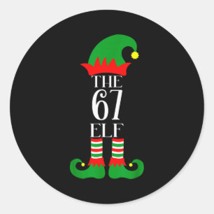 67 Elf Kerst Costume Pyjama 67 Meme Gen Alpha Ronde Sticker
